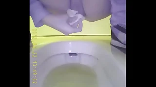Asian teen pee in toilet 3